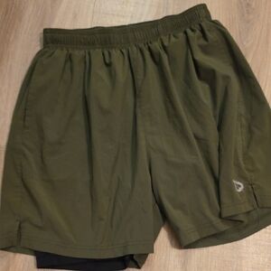 Women’s Olive Green Athletic Shorts with Inner Liner